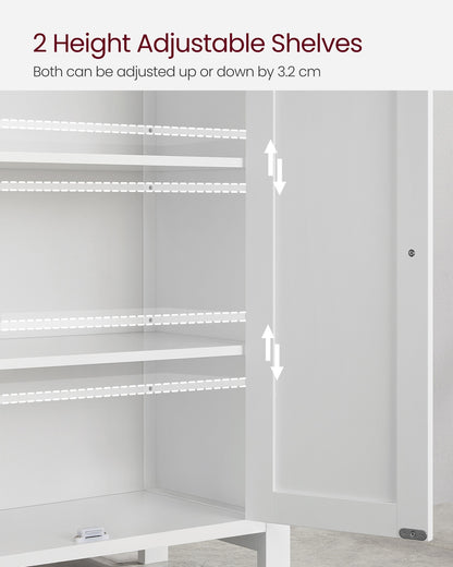 Bathroom Floor Storage Cabinet with Double Door Adjustable Shelf, 24”L x 12”W x 31.5”H White