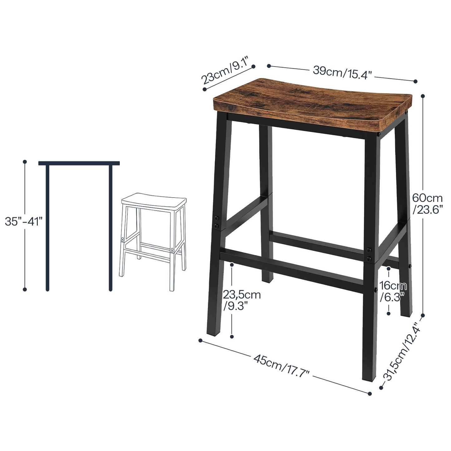 bar stools - rustic brown & black