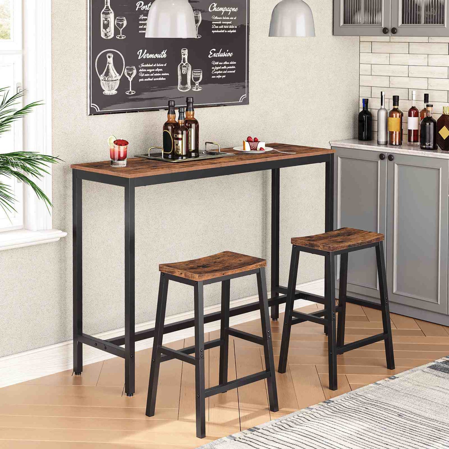 bar stools - rustic brown & black