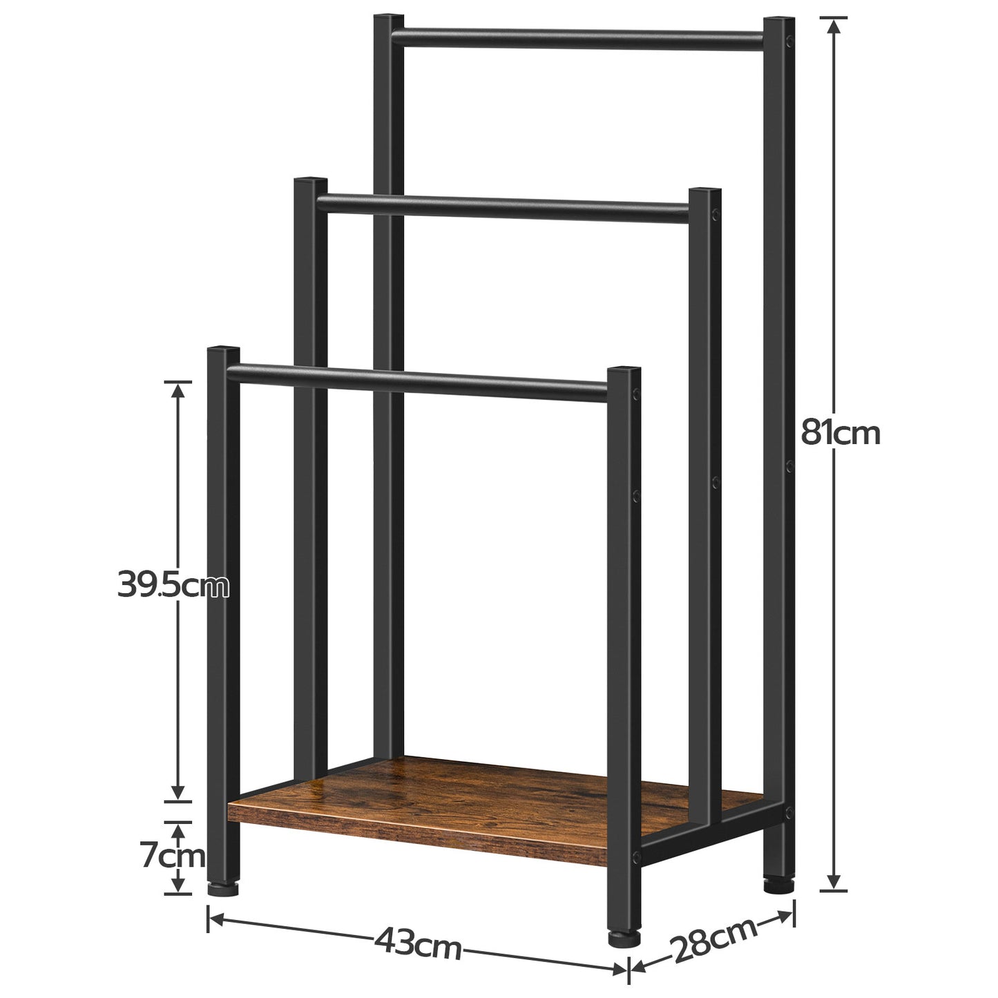 Freestanding Towel Rack - Rustic Brown & Black
