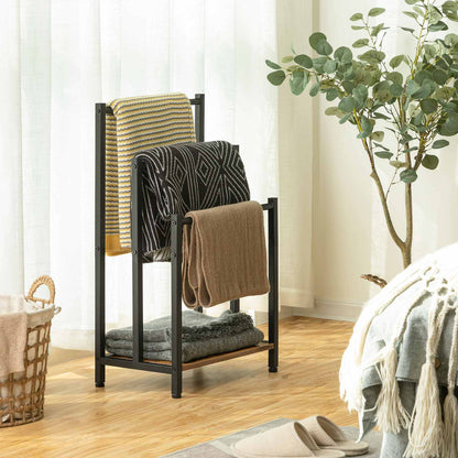 Freestanding Towel Rack - Rustic Brown & Black
