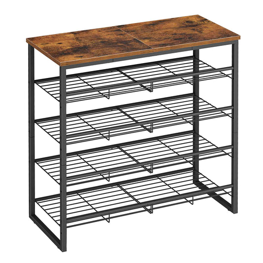 Shoe Rack - Rustic Brown & Black