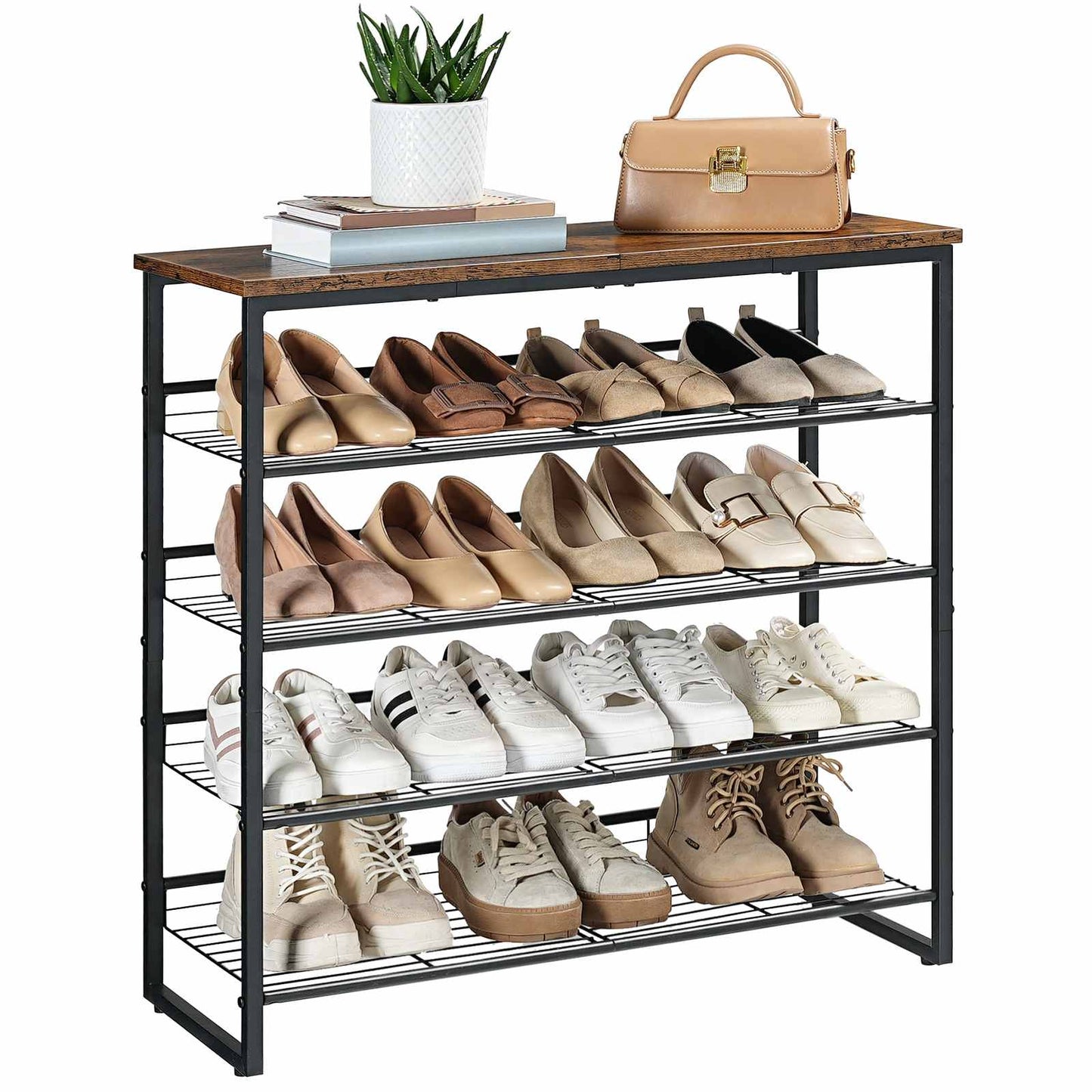 Shoe Rack - Rustic Brown & Black