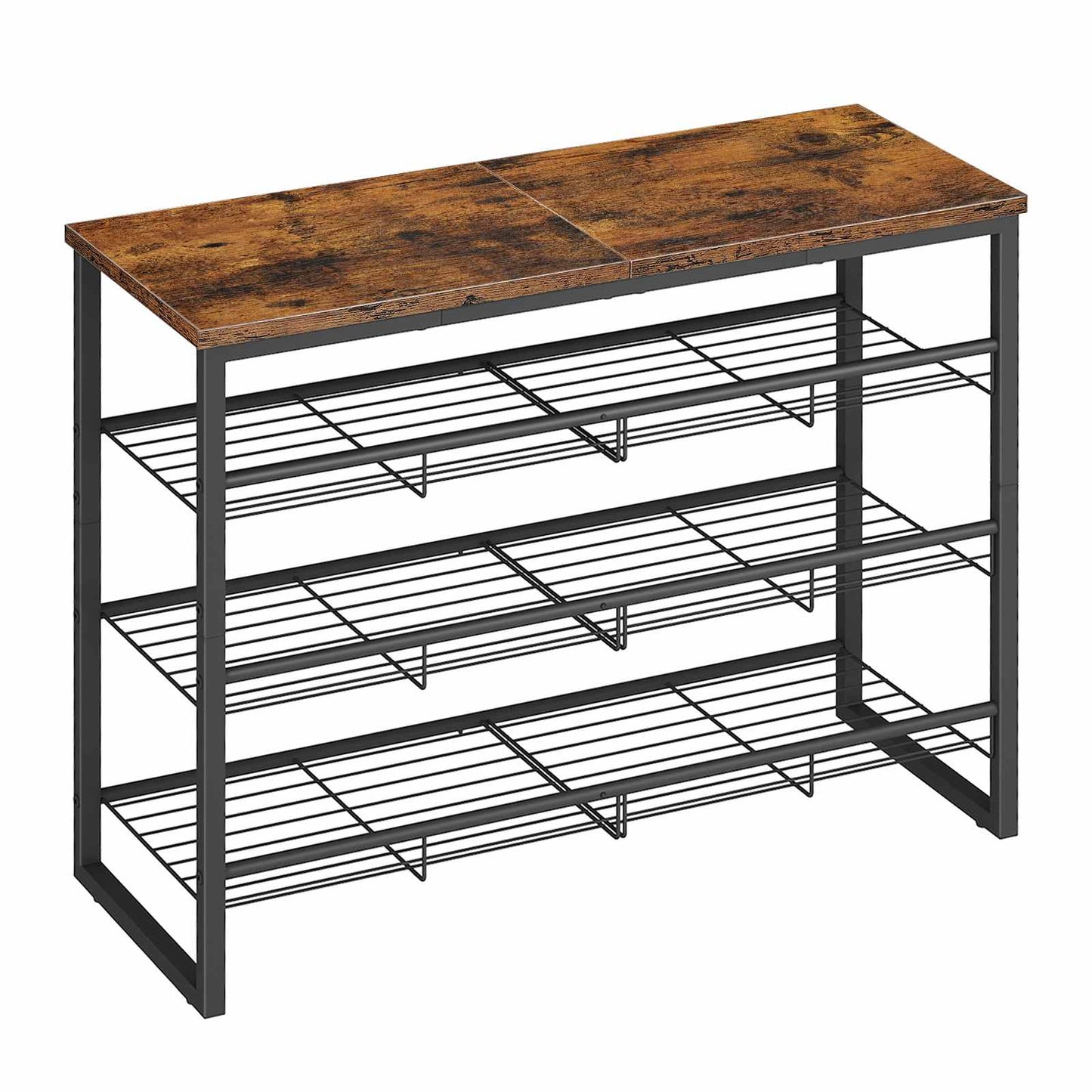 shoe rack - rustic brown & black