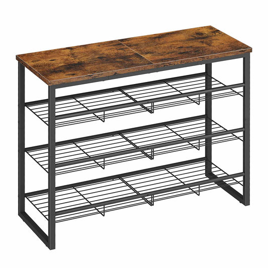 shoe rack - rustic brown & black