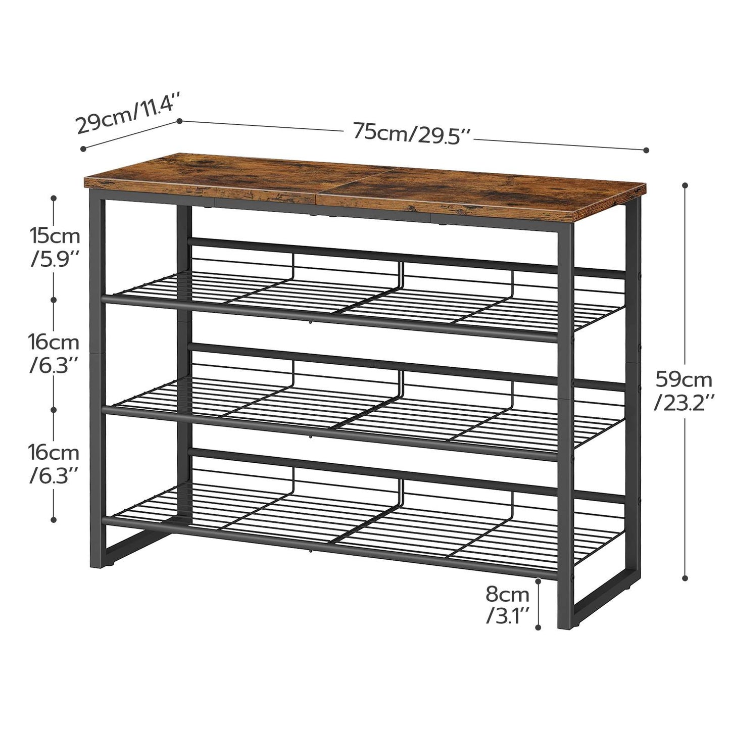 shoe rack - rustic brown & black