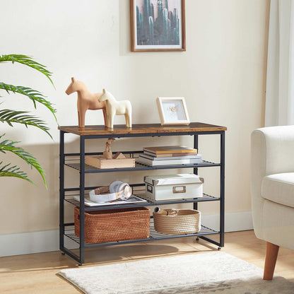 shoe rack - rustic brown & black