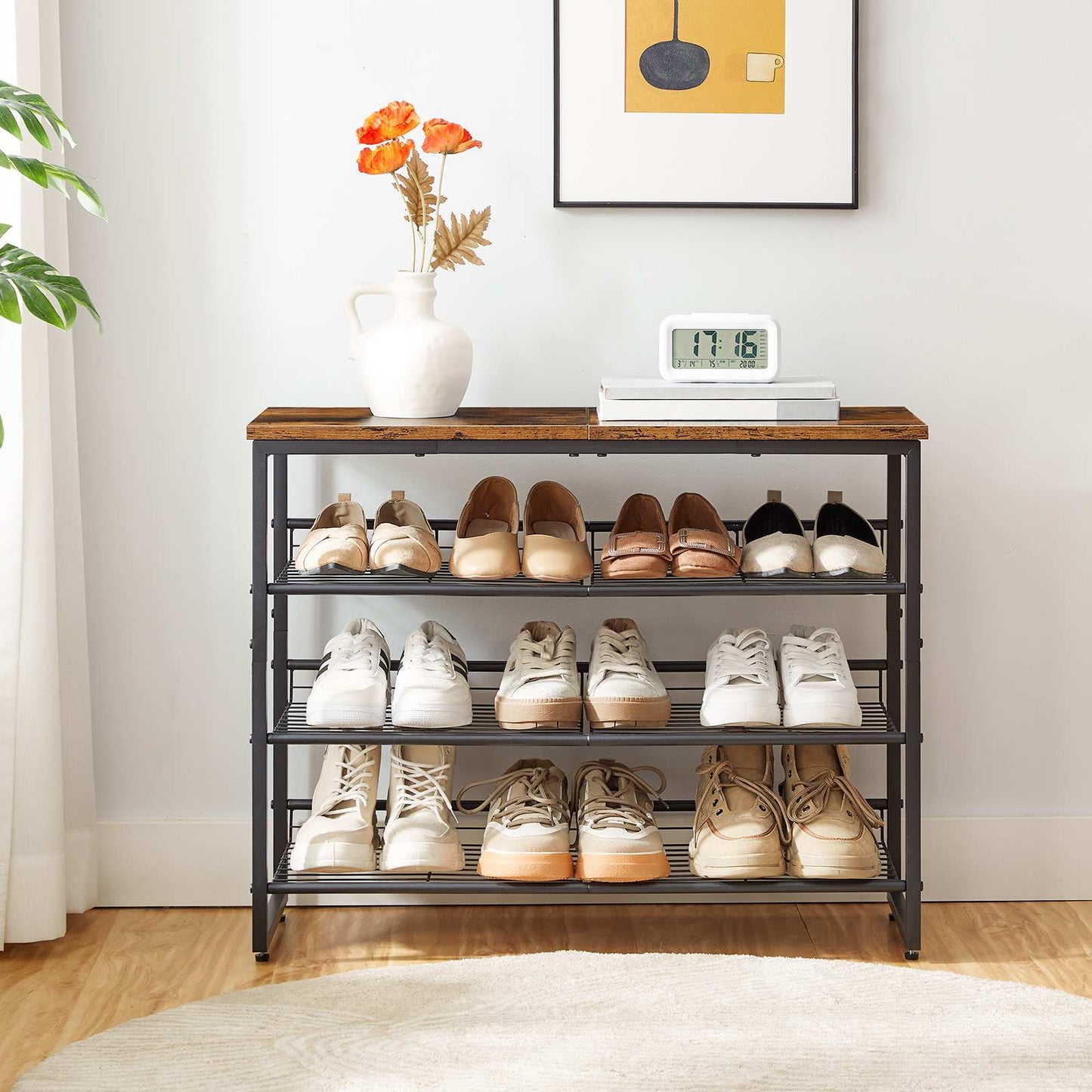 shoe rack - rustic brown & black