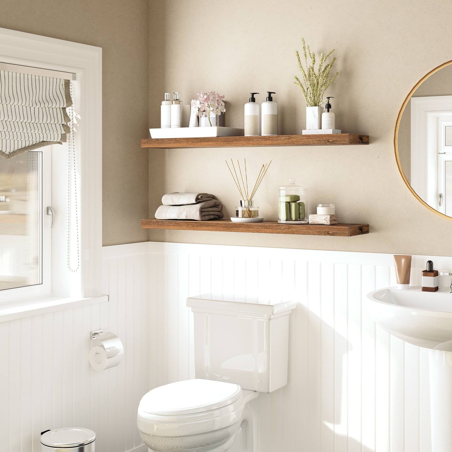 Floating shelves - rustic brown