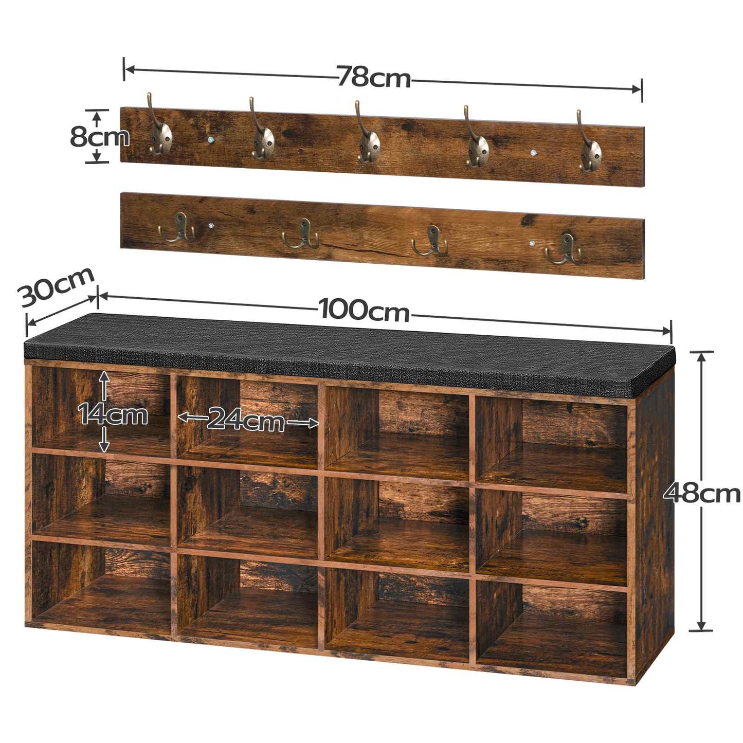 Shoe Storage Bench with Cushion