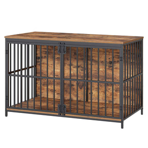 Dog Crate & Kennel - Rustic Brown & Black