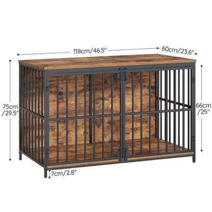 Dog Crate & Kennel - Rustic Brown & Black