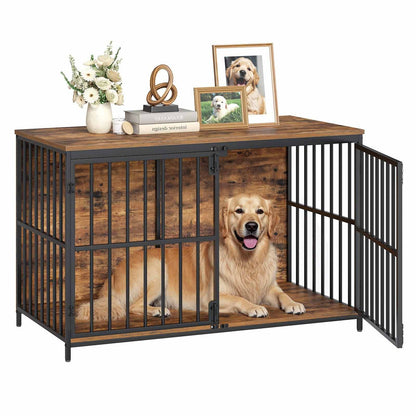 Dog Crate & Kennel - Rustic Brown & Black