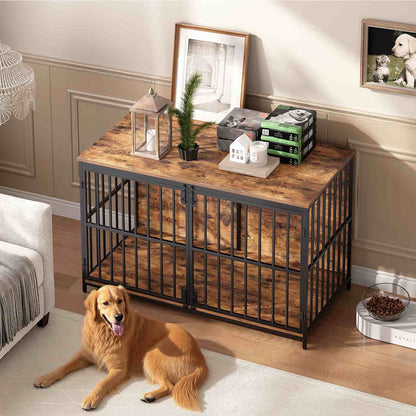 Dog Crate & Kennel - Rustic Brown & Black