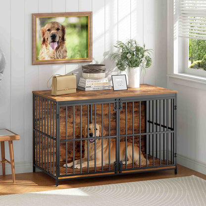 Dog Crate & Kennel - Rustic Brown & Black