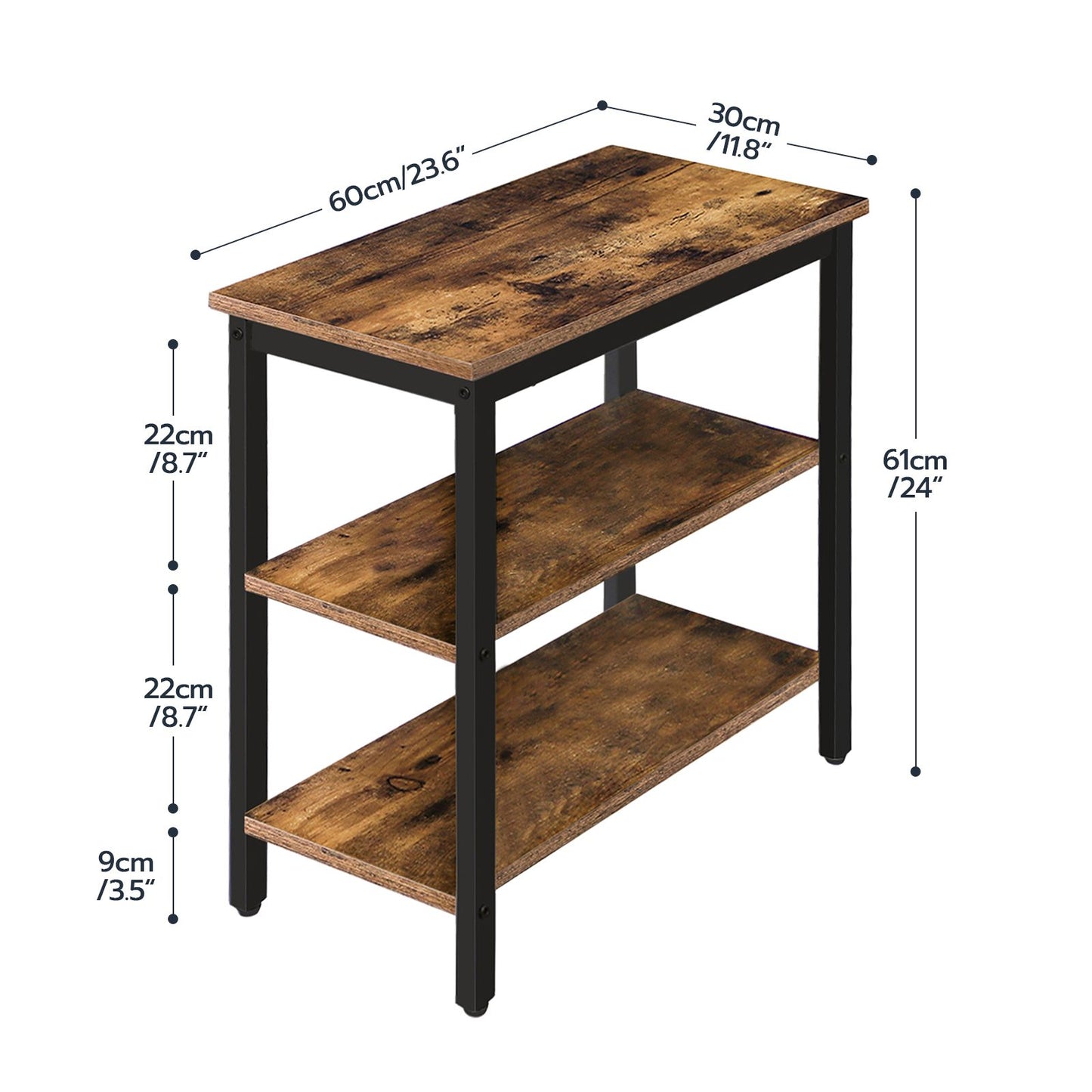 Side Table - rustic brown & black