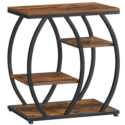 Industrial End Table with Storage - Rustic Brown & Black