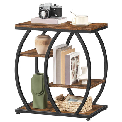 Industrial End Table with Storage - Rustic Brown & Black