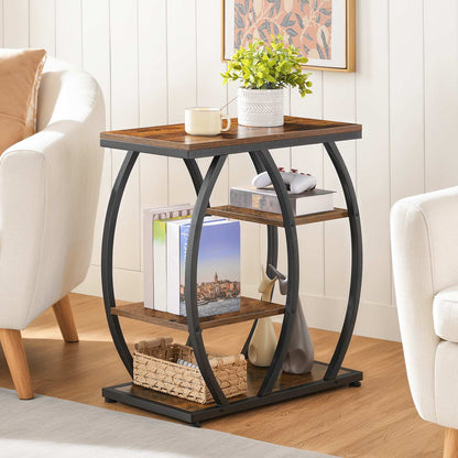 Industrial End Table with Storage - Rustic Brown & Black