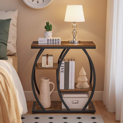 Industrial End Table with Storage - Rustic Brown & Black