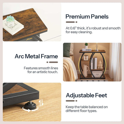 Industrial End Table with Storage - Rustic Brown & Black