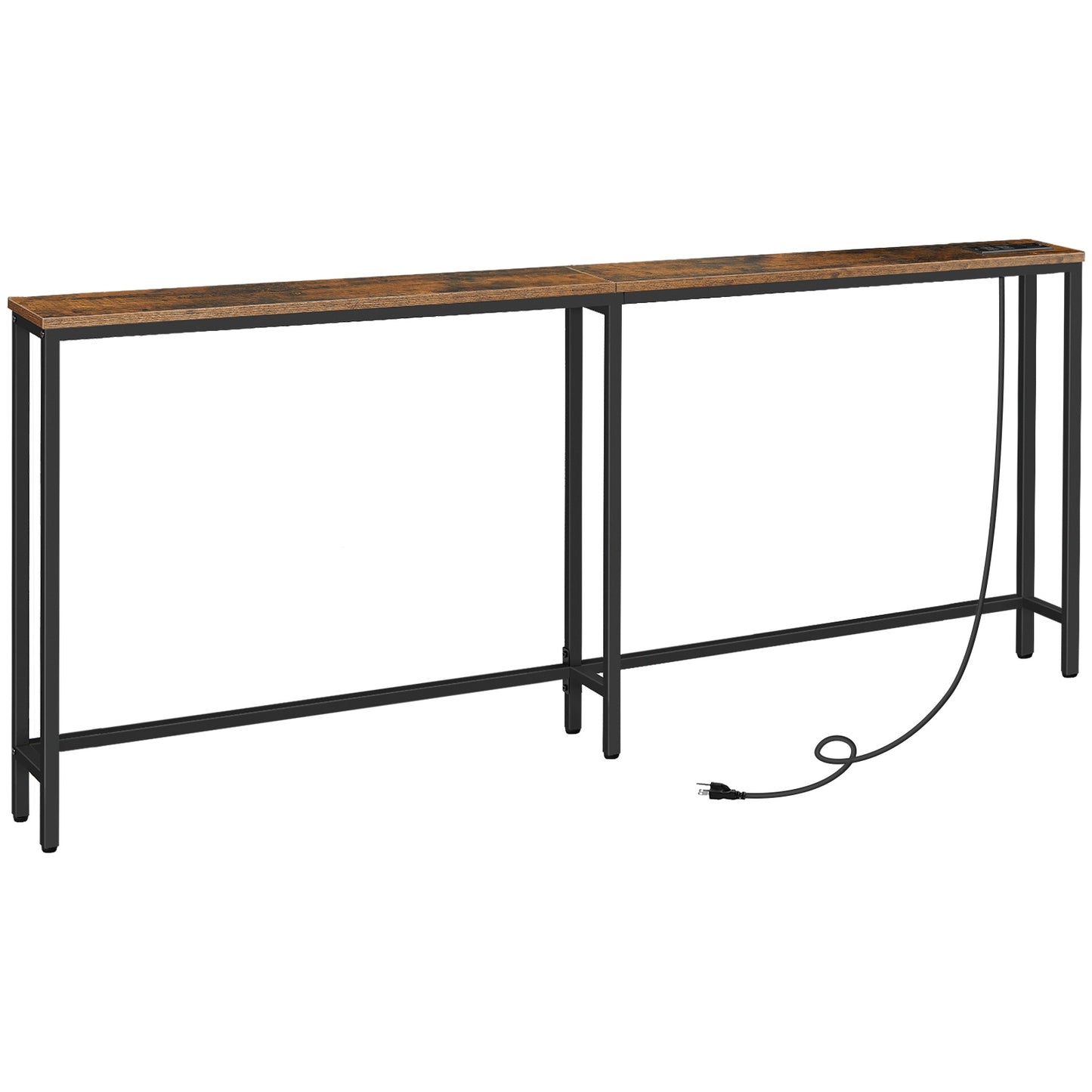 Console Table Charging Station - Rustic Brown
