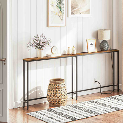 Console Table Charging Station - Rustic Brown