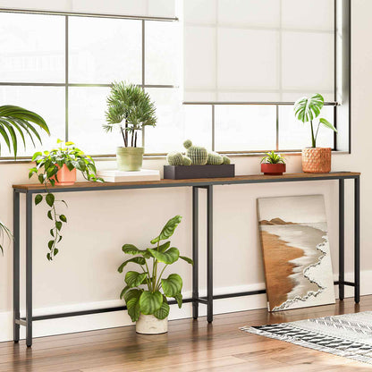 Console Table Charging Station - Rustic Brown