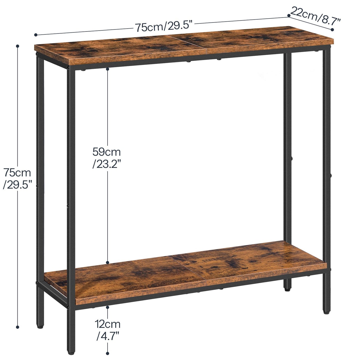 Console Table - rustic brown & black