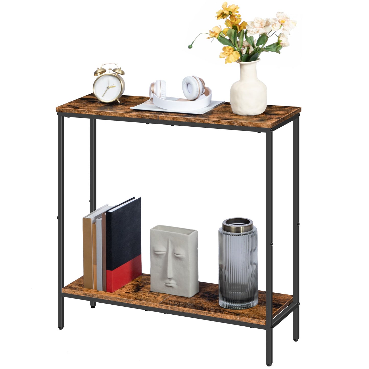 Console Table - rustic brown & black
