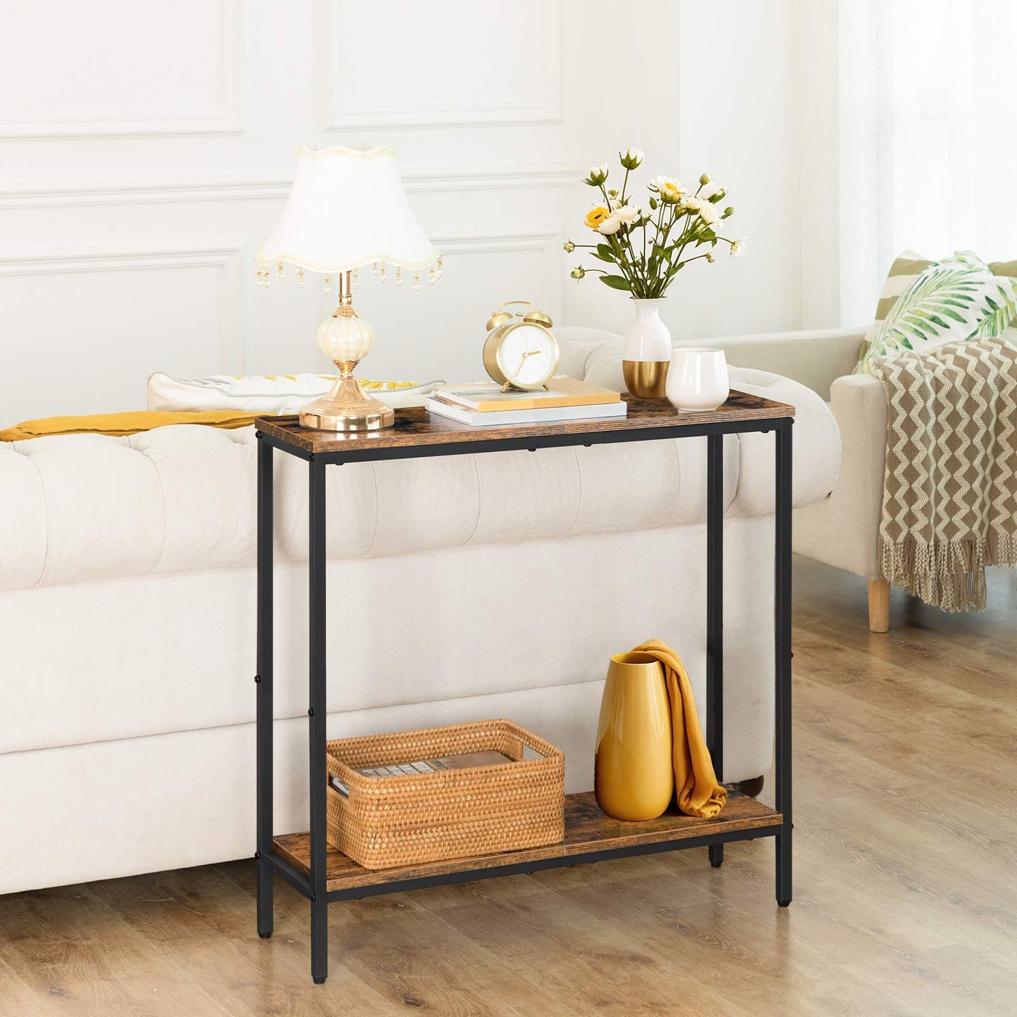 Console Table - rustic brown & black