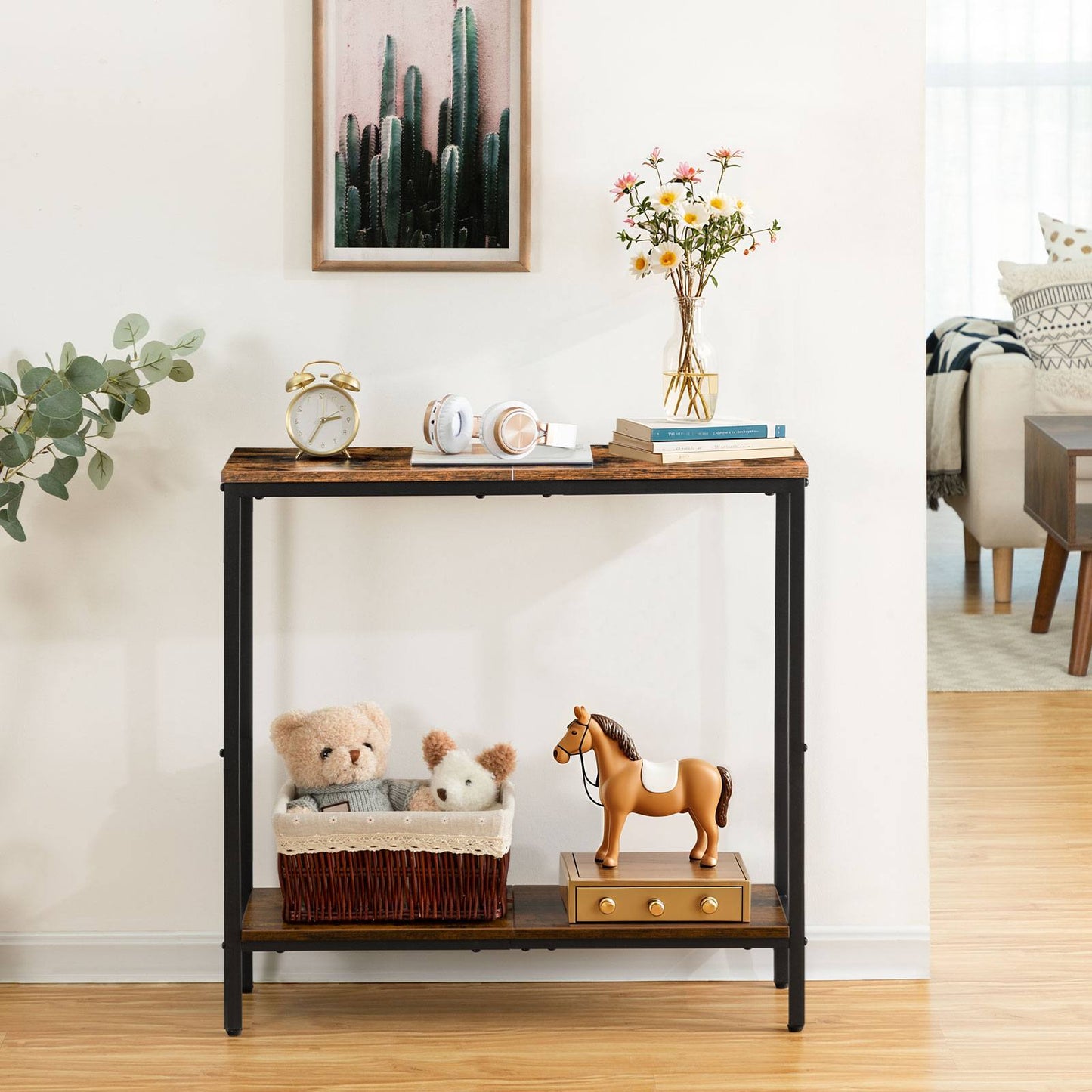 Console Table - rustic brown & black