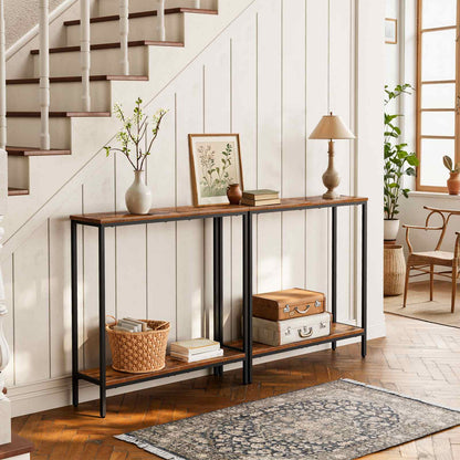 Console Table - rustic brown & black
