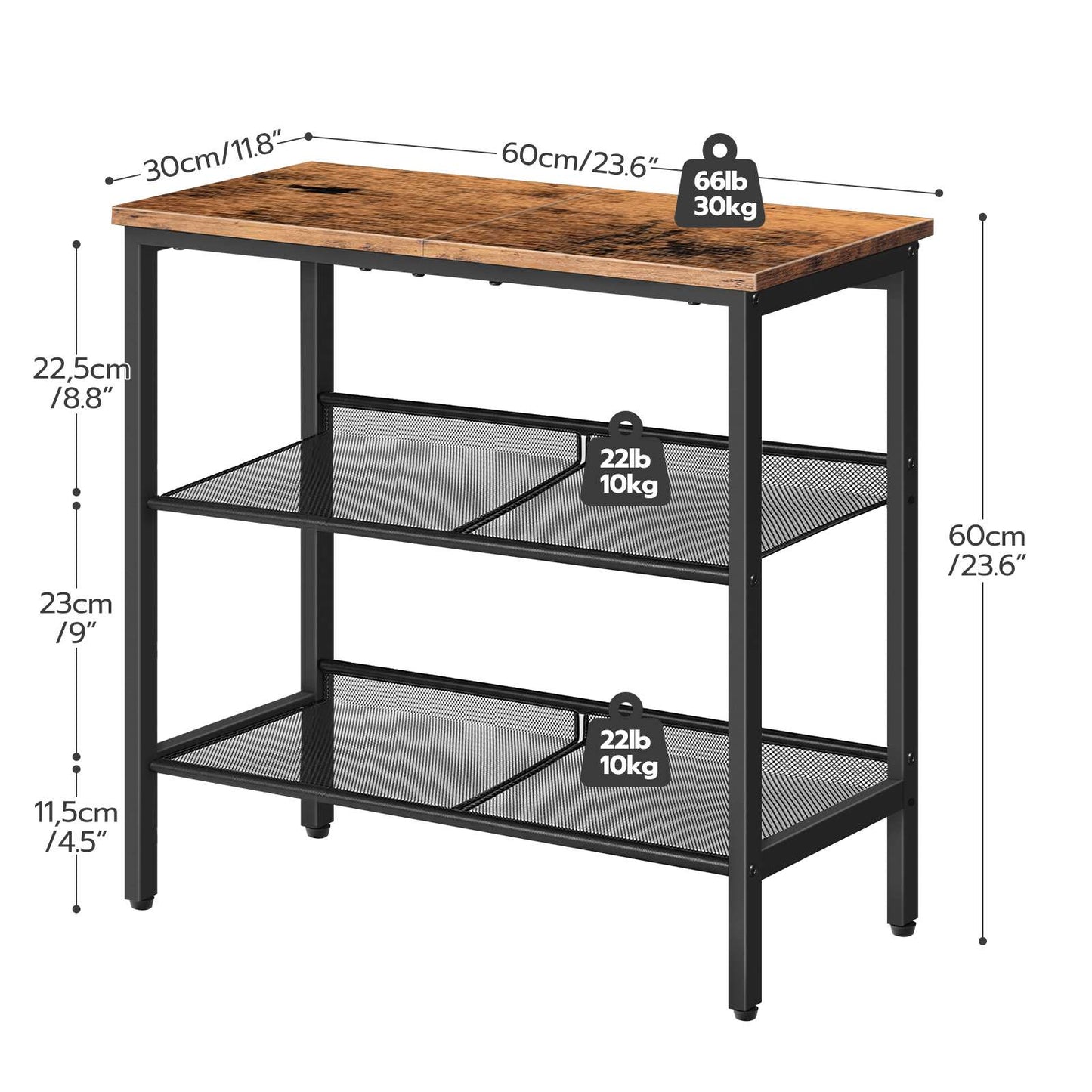 side table - rustic brown & black