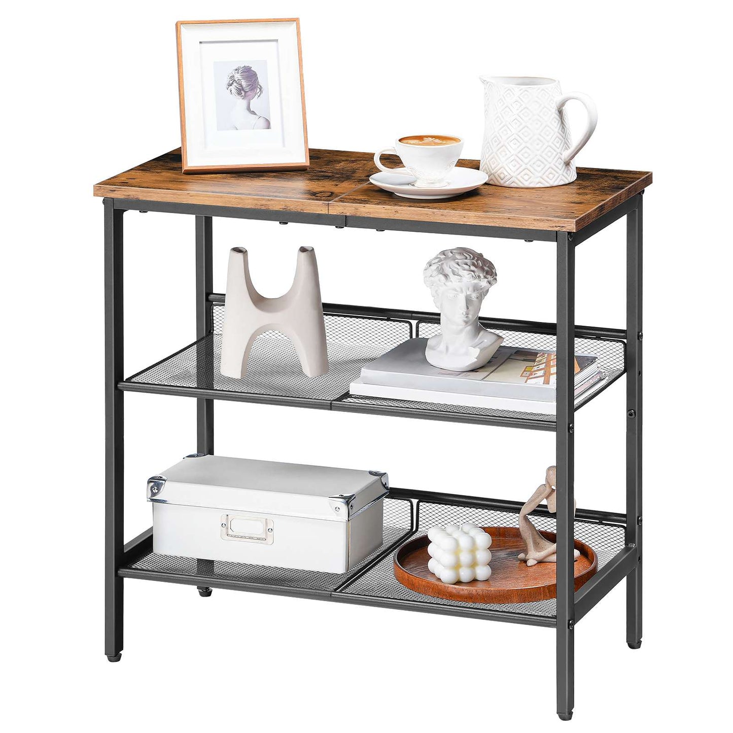 side table - rustic brown & black