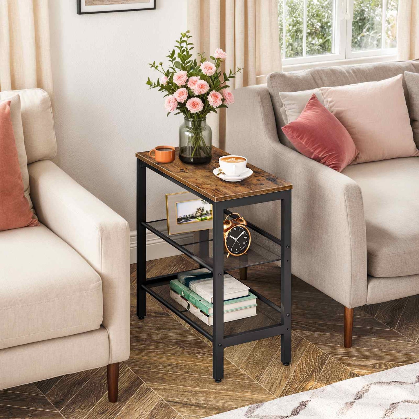 side table - rustic brown & black