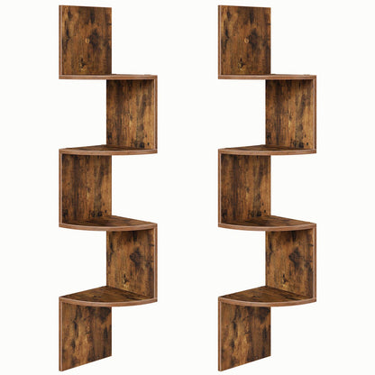 Corner Shelf Wall-Mounted - Rustic Brown