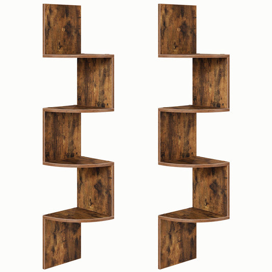 Corner Shelf Wall-Mounted - Rustic Brown