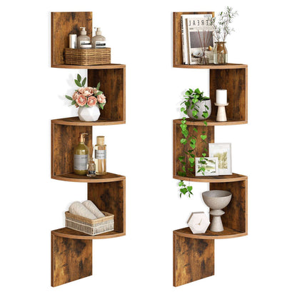 Corner Shelf Wall-Mounted - Rustic Brown