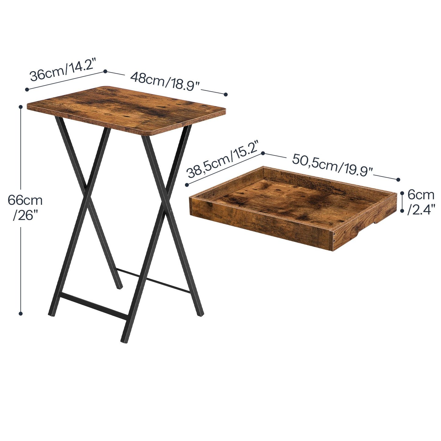 tv tray table - rustic brown