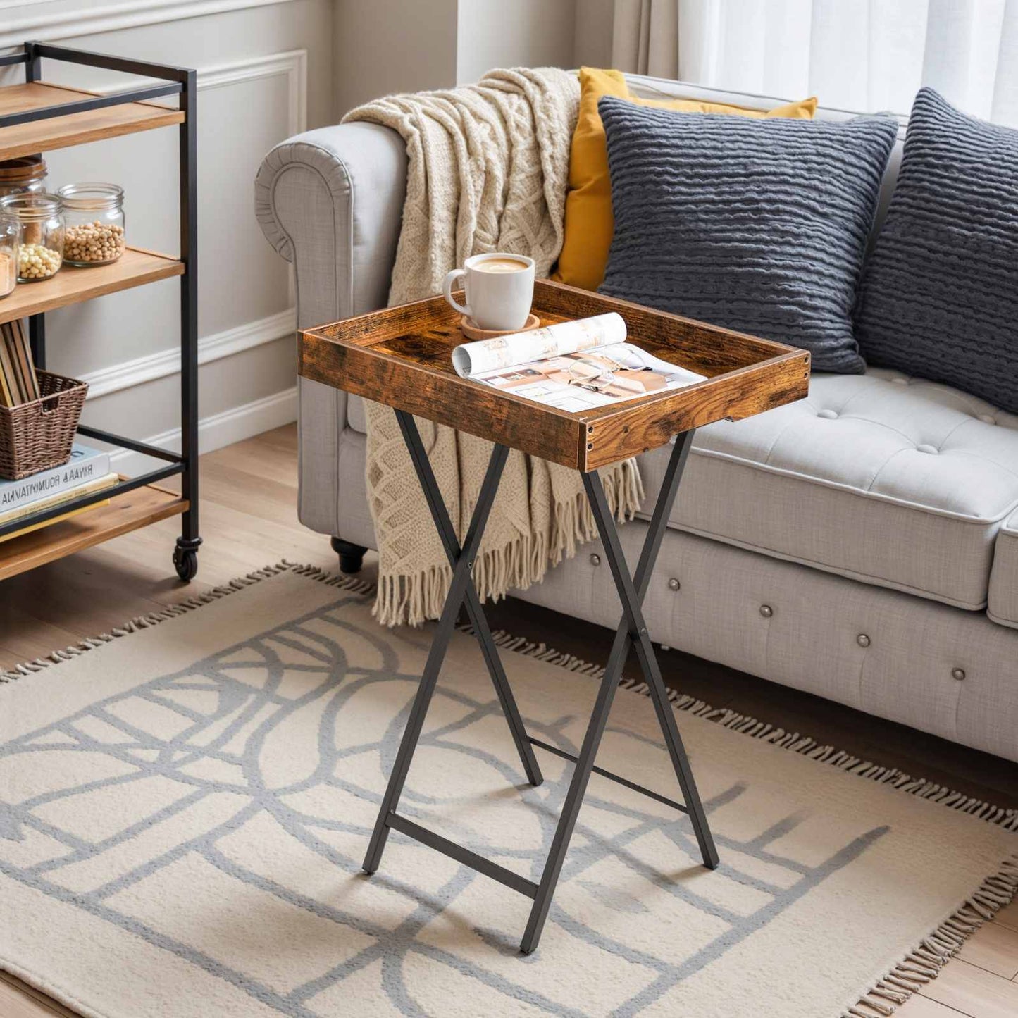 tv tray table - rustic brown