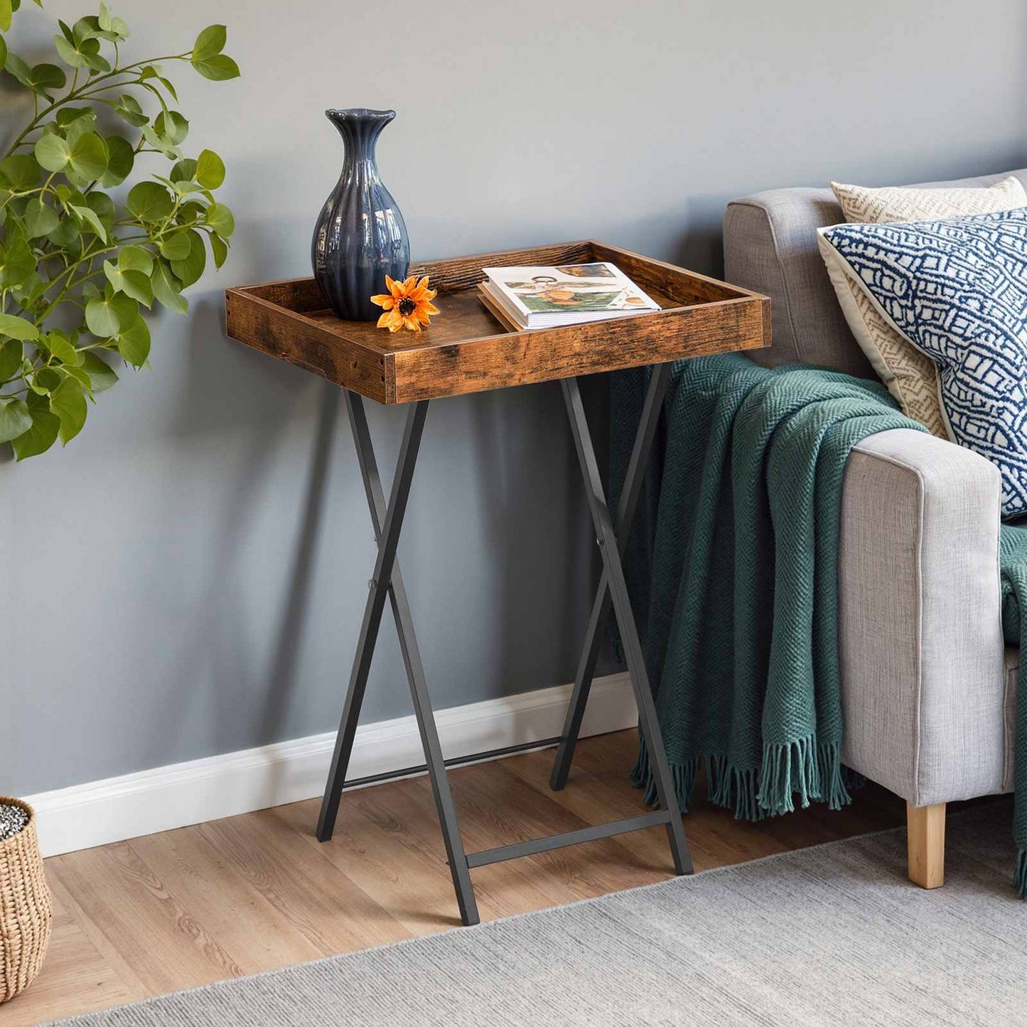 tv tray table - rustic brown
