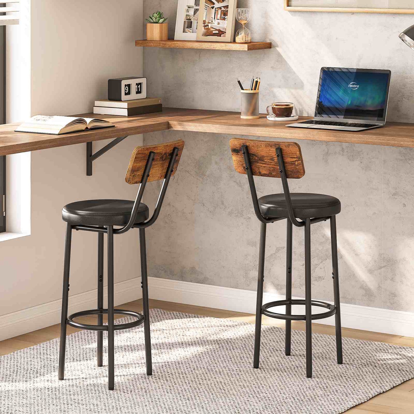 Bar Stools - Rustic Brown & Black