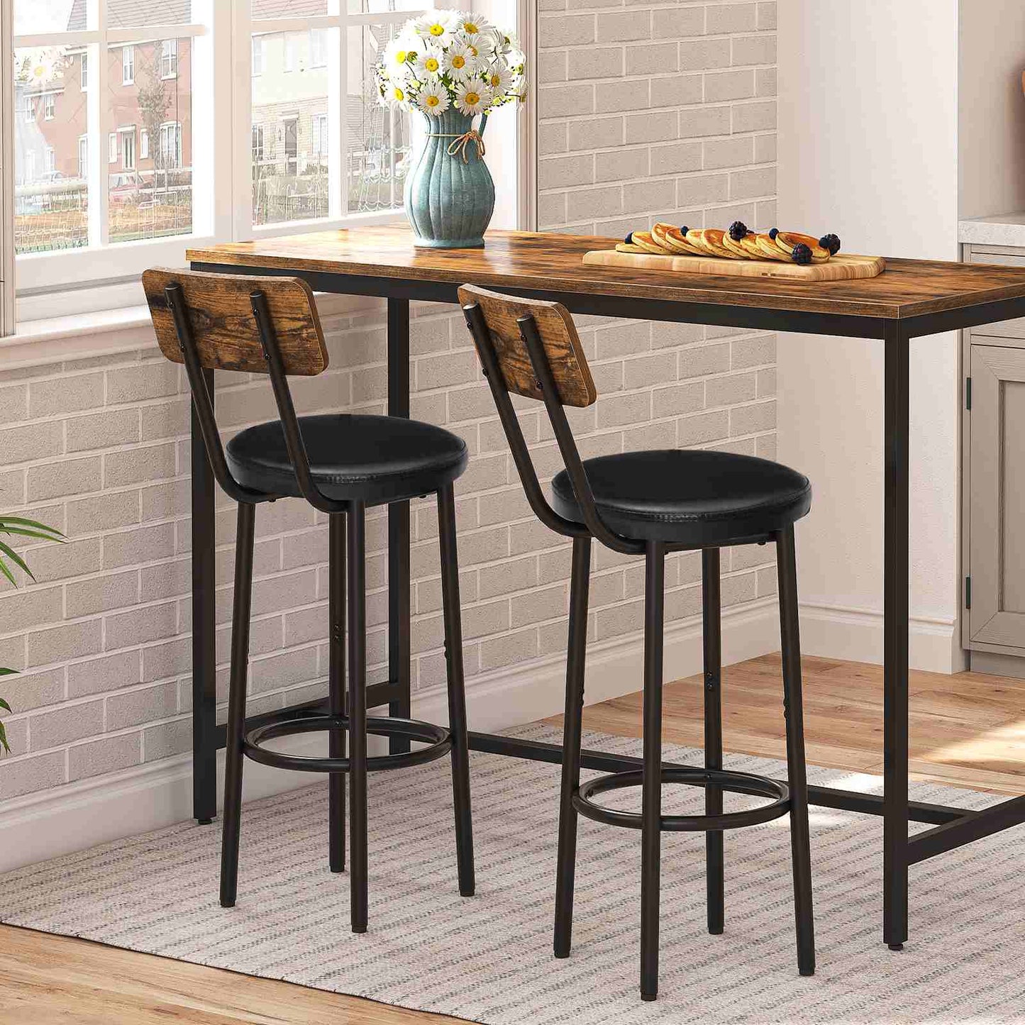 Bar Stools - Rustic Brown & Black