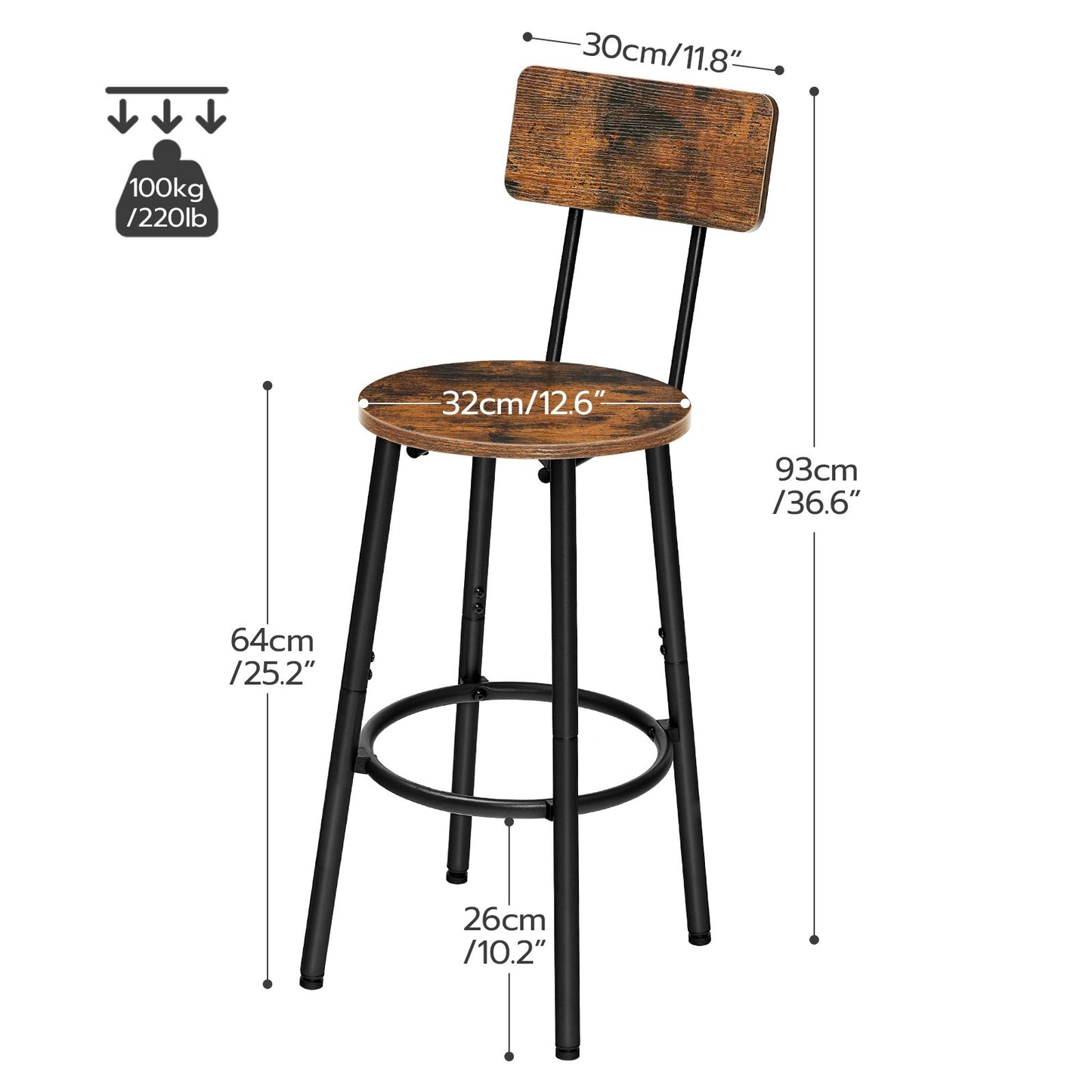 Bar Stools - Rustic Brown & Black