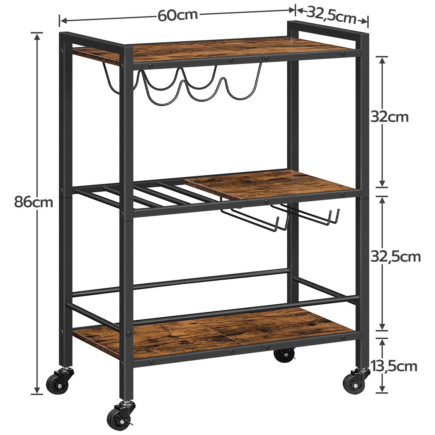 bar cart for the home - rustic brown