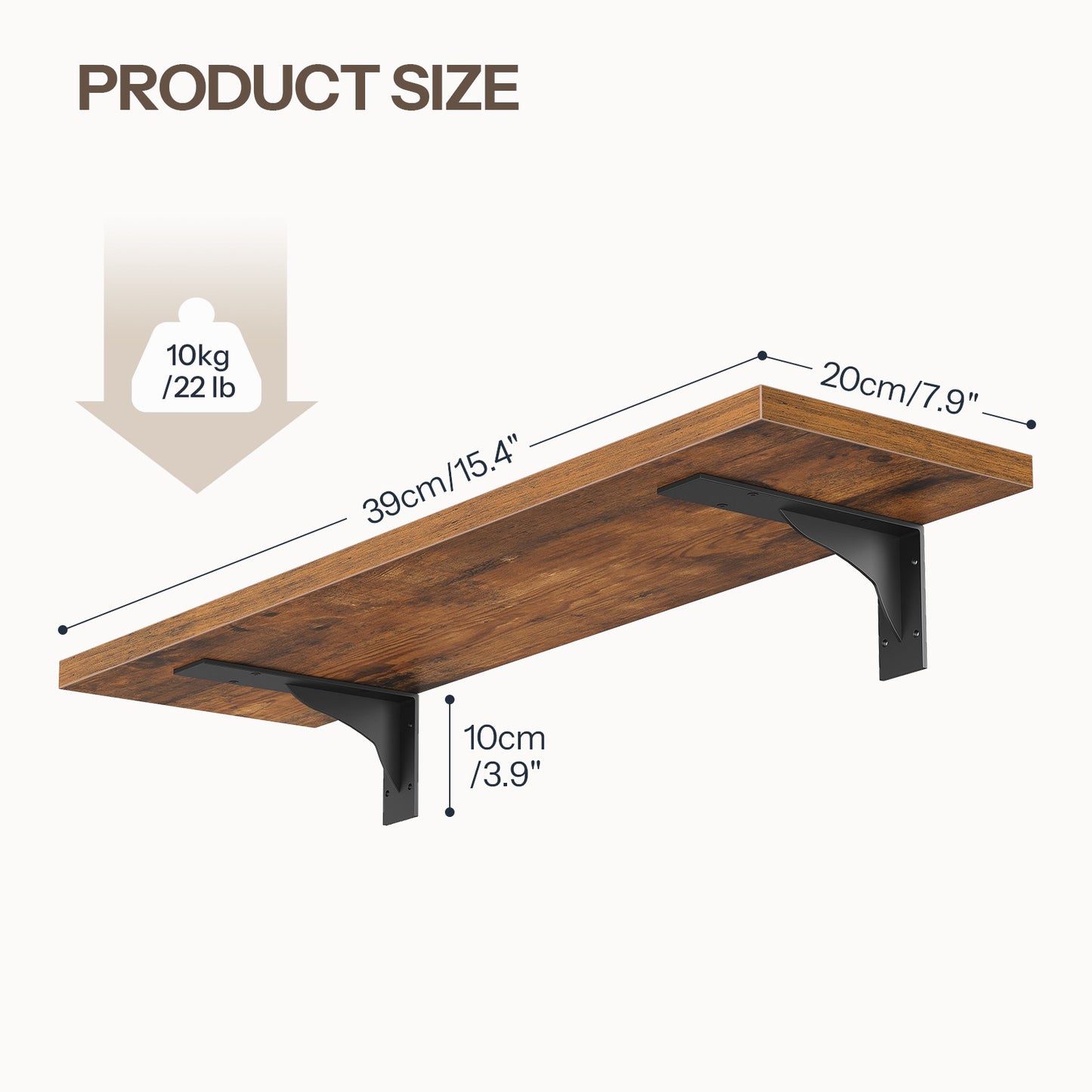 Floating Shelves for Wall - Rustic Brown & Black
