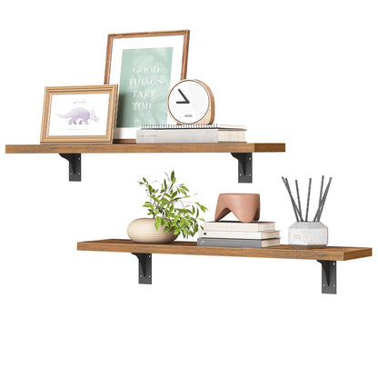 Floating Shelves for Wall - Rustic Brown & Black
