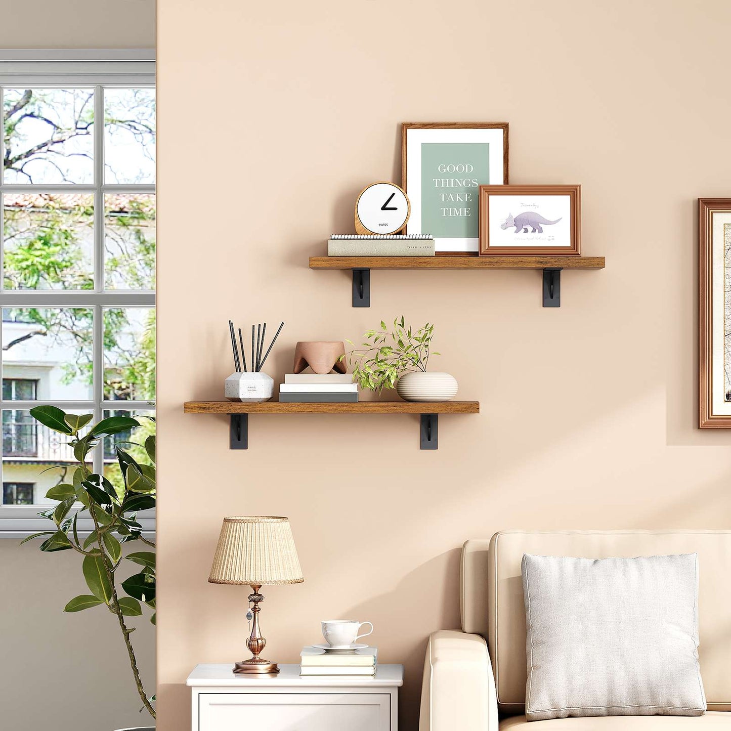 Floating Shelves for Wall - Rustic Brown & Black