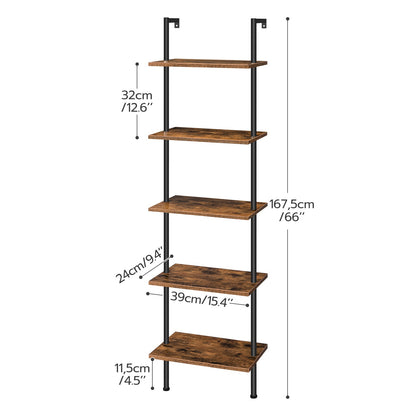 DIY Ladder Shelf - Rustic Brown & Black